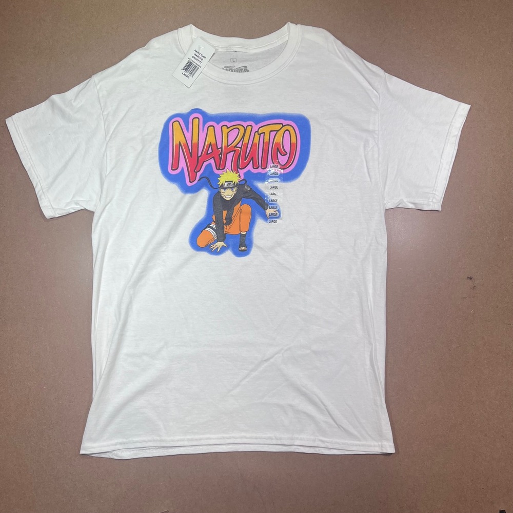 Naruto Shippuden Ripple Junction Graffiti Graphic T-Shirt White Large dead stock